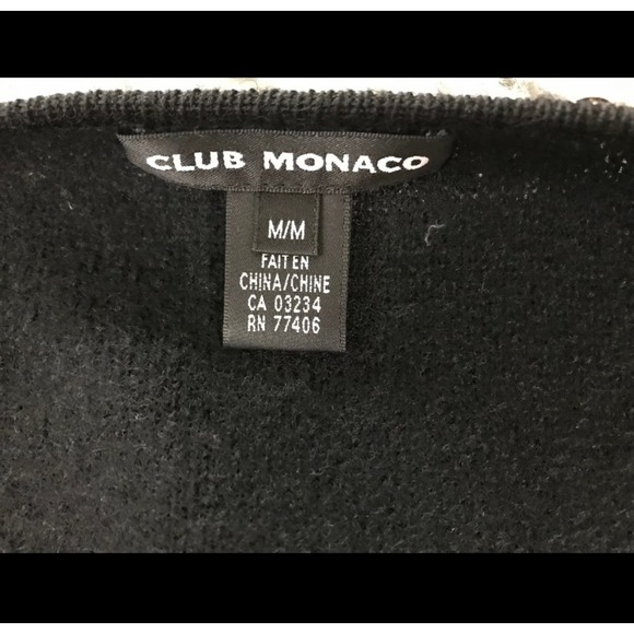 CLUB MONACO Black Wool Cardigan Sequins Button Down Party Evening Medium 90s Y2K - Picture 6 of 8